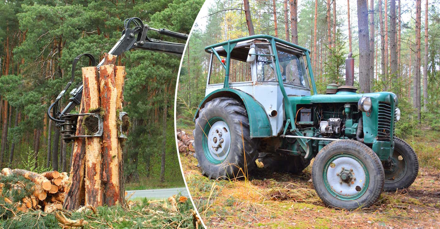 skogskran till en traktor